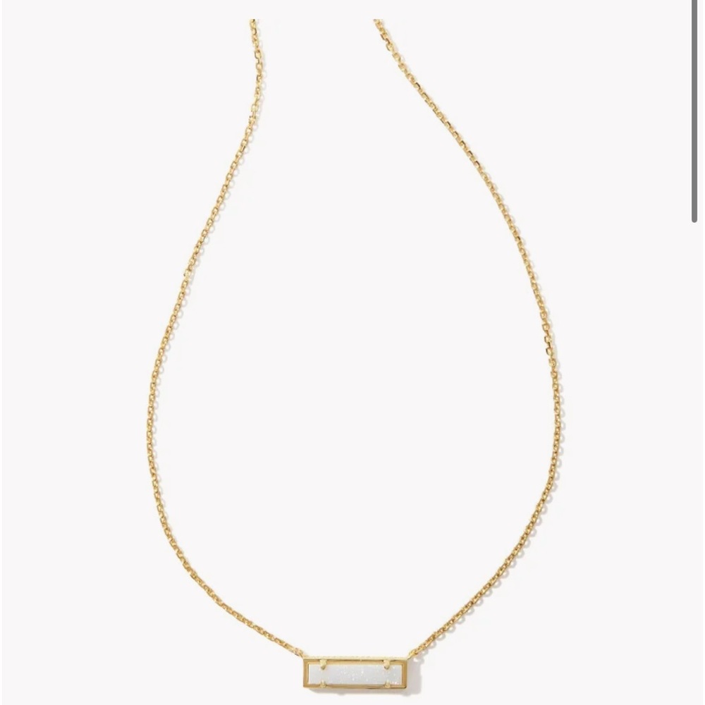 Kendra Scott Leanor Bar Adjustable Necklace with Rose Quartz Pendant